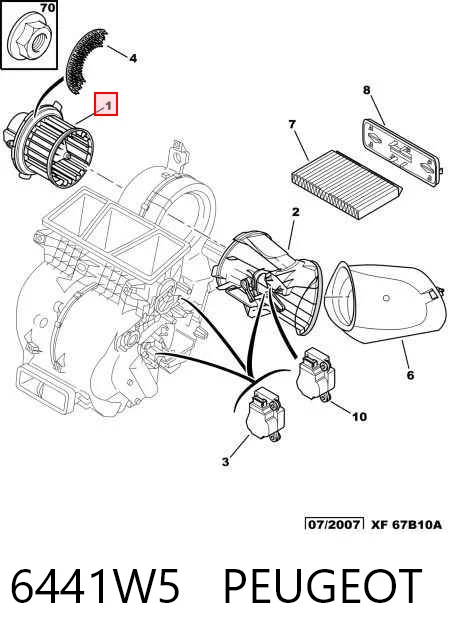6441W5 Peugeot/Citroen Motor de ventilador de forno (de aquecedor de salão)