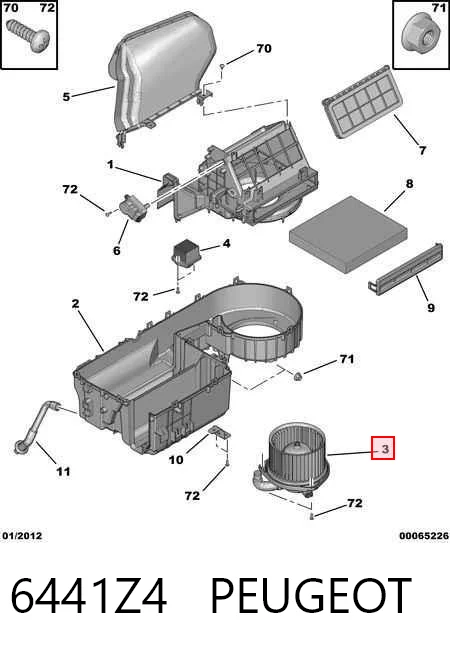 6441Z4 Peugeot/Citroen Motor de ventilador de forno (de aquecedor de salão)