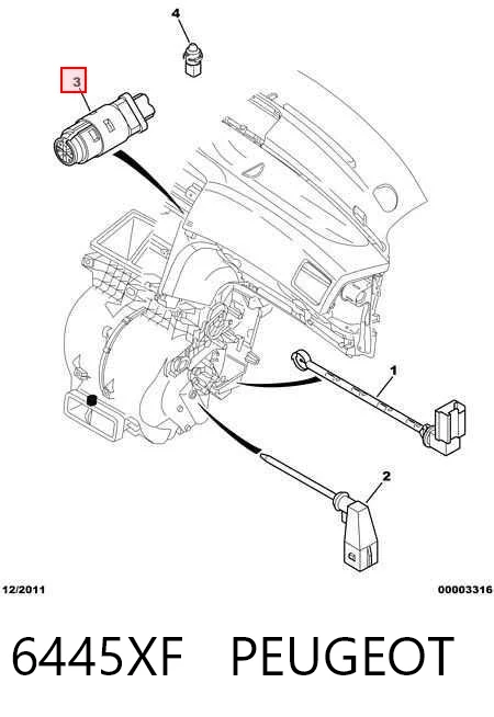 Sensor de temperatura de ar no salão para Citroen C4 PICASSO I UD