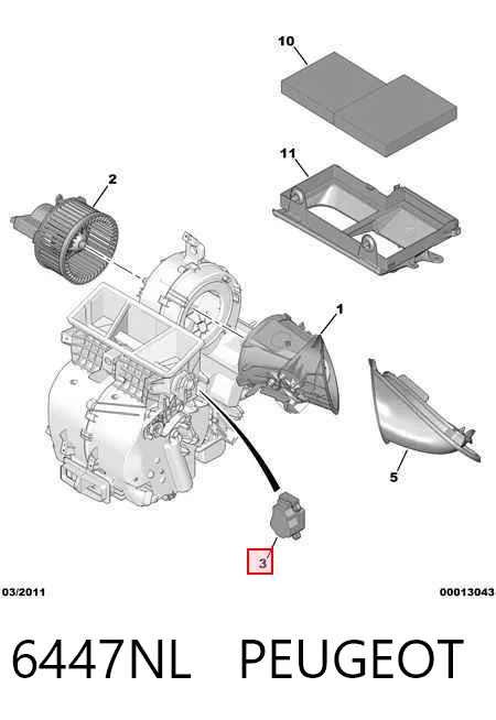 Acionamento de comporta de forno para Peugeot 308 I 4A, 4C