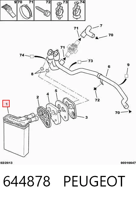 644878 Peugeot/Citroen Radiador de forno (de aquecedor)