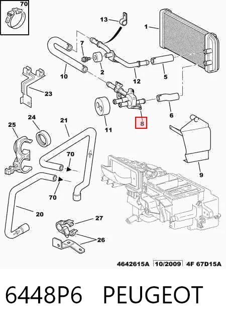 6448P6 Peugeot/Citroen Válvula de forno (de aquecedor)