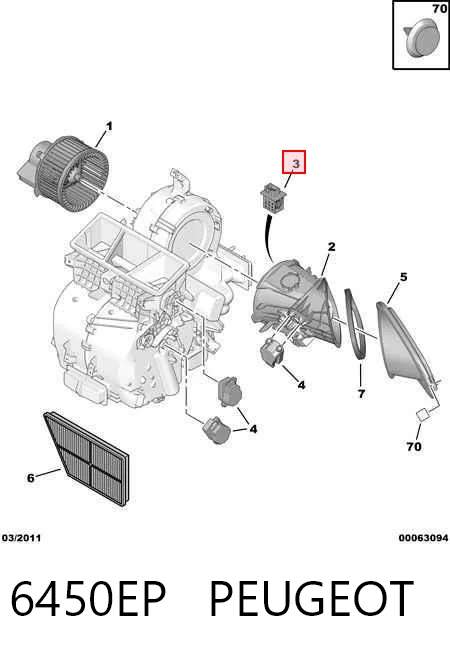 6450EP Peugeot/Citroen Resistor (resistência) de ventilador de forno (de aquecedor de salão)