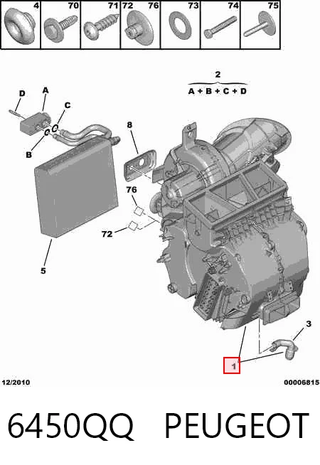 6450QQ Peugeot/Citroen Vaporizador de aparelho de ar condicionado