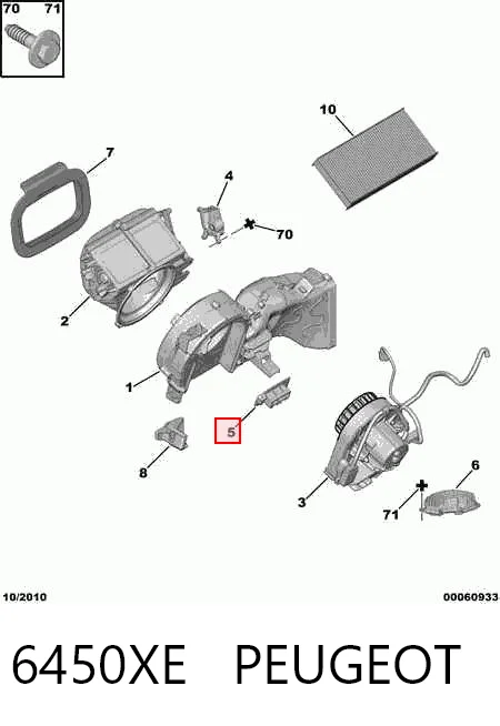 6450XE Peugeot/Citroen Resistor (resistência) de ventilador de forno (de aquecedor de salão)