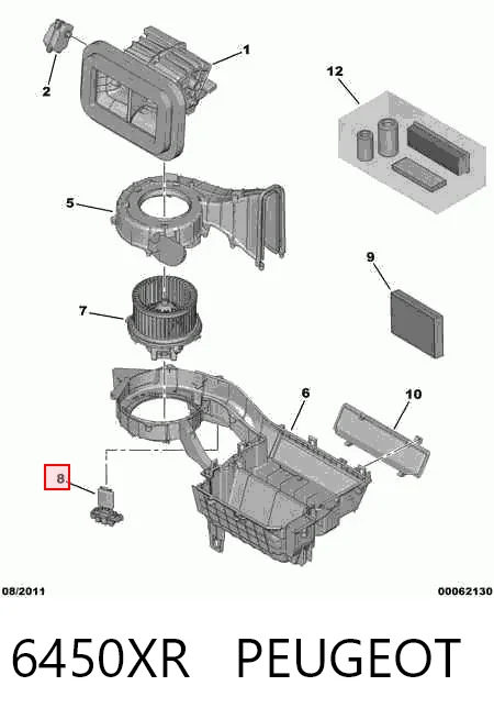 6450XR Peugeot/Citroen Resistor (resistência) de ventilador de forno (de aquecedor de salão)