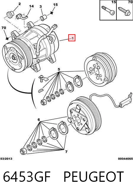6453GF Peugeot/Citroen Compressor de aparelho de ar condicionado