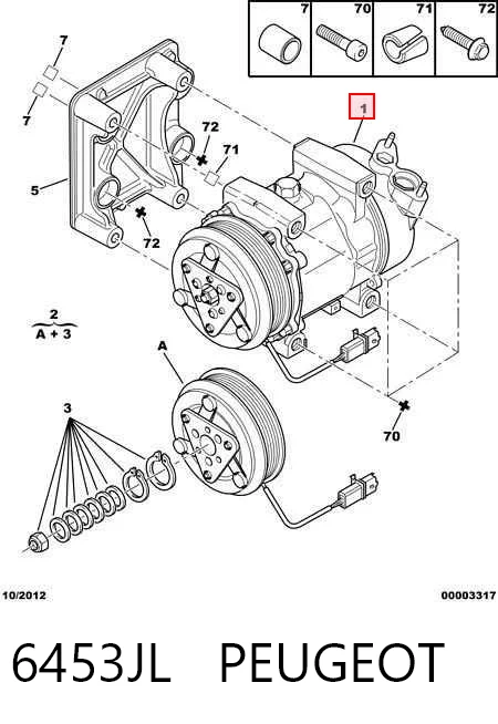 6453JL Peugeot/Citroen Compressor de aparelho de ar condicionado