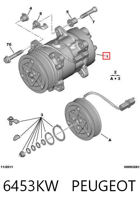 6453KW Peugeot/Citroen Compressor de aparelho de ar condicionado
