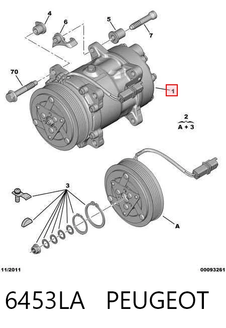 6453LA Peugeot/Citroen Compressor de aparelho de ar condicionado