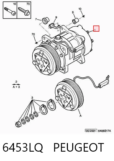 6453LQ Peugeot/Citroen Compressor de aparelho de ar condicionado