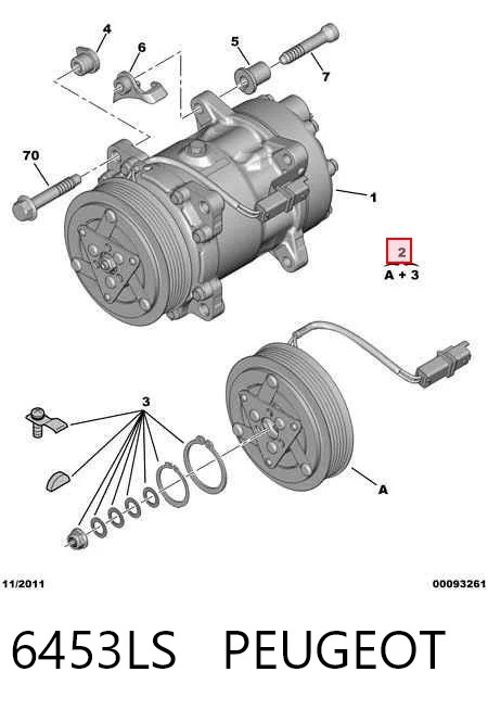 6453LS Peugeot/Citroen Compressor de aparelho de ar condicionado