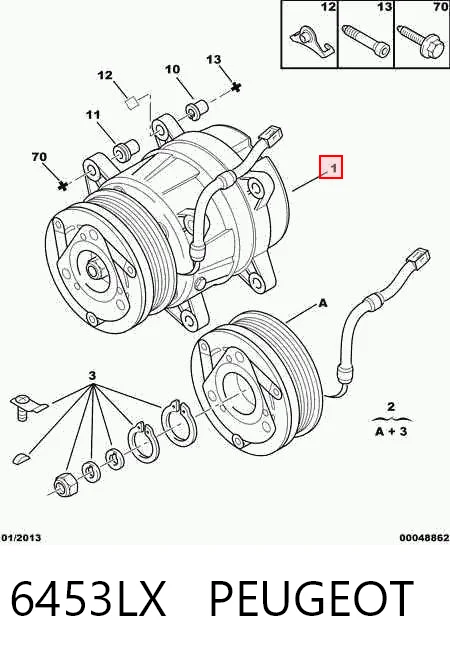 6453LX Peugeot/Citroen Compressor de aparelho de ar condicionado