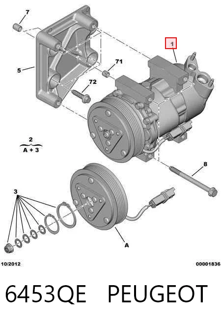 6453QE Peugeot/Citroen Compressor de aparelho de ar condicionado