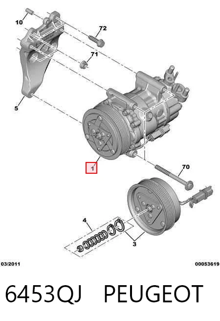 6453QJ Peugeot/Citroen Compressor de aparelho de ar condicionado