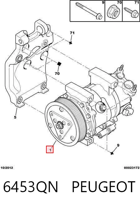 6453QN Peugeot/Citroen Compressor de aparelho de ar condicionado