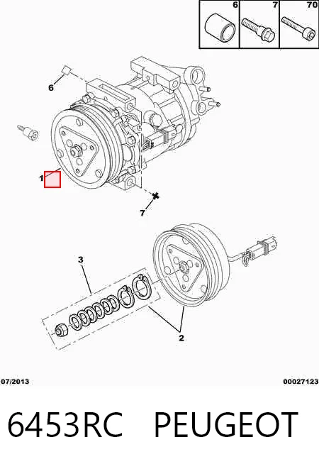 6453RC Peugeot/Citroen Compressor de aparelho de ar condicionado