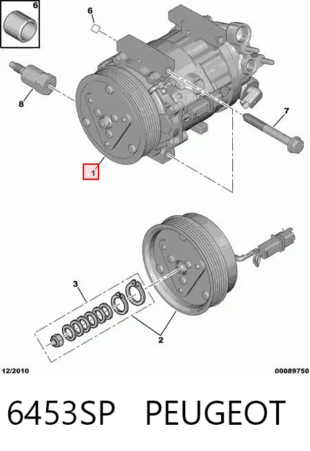 6453SP Peugeot/Citroen Compressor de aparelho de ar condicionado