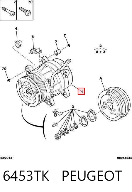 6453TK Peugeot/Citroen Compressor de aparelho de ar condicionado