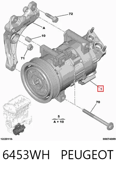 6453WH Peugeot/Citroen Compressor de aparelho de ar condicionado