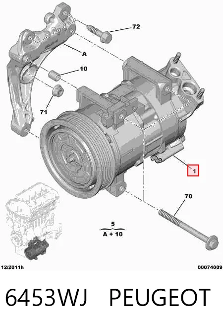 6453WJ Peugeot/Citroen Compressor de aparelho de ar condicionado