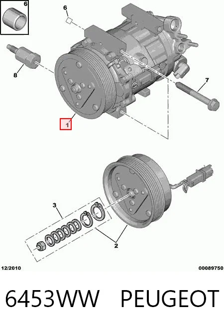 6453WW Peugeot/Citroen Compressor de aparelho de ar condicionado