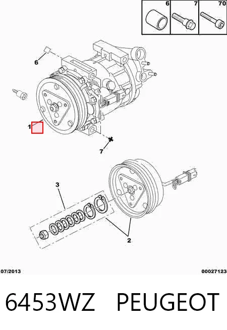 6453WZ Peugeot/Citroen Compressor de aparelho de ar condicionado