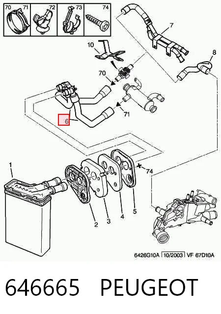 646665 Peugeot/Citroen Mangueira do radiador de aquecedor (de forno), dupla