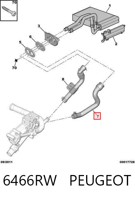 6466RW Peugeot/Citroen Mangueira do radiador de aquecedor (de forno), fornecimento