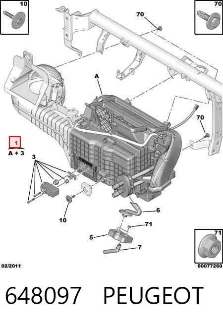 648097 Peugeot/Citroen Vaporizador de aparelho de ar condicionado