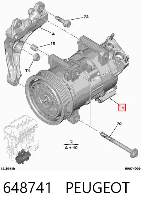 648741 Peugeot/Citroen Compressor de aparelho de ar condicionado