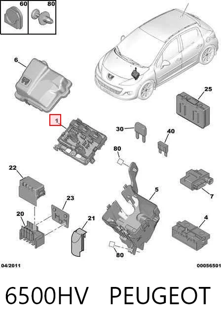 6500HV Peugeot/Citroen Unidade de dispositivos de segurança