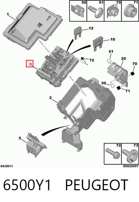 6500Y1 Peugeot/Citroen Unidade de dispositivos de segurança