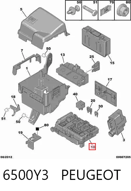 6500Y3 Peugeot/Citroen Unidade de dispositivos de segurança