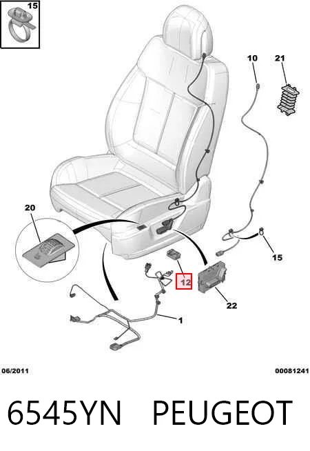 6545YN Peugeot/Citroen Relê de aquecimento do assento