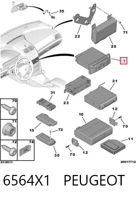 Aparelhagem de som (rádio AM/FM) para Peugeot 407 SW 6E
