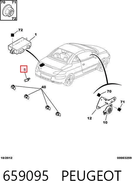 659095 Peugeot/Citroen Sensor traseiro de sinalização de estacionamento (sensor de estacionamento)