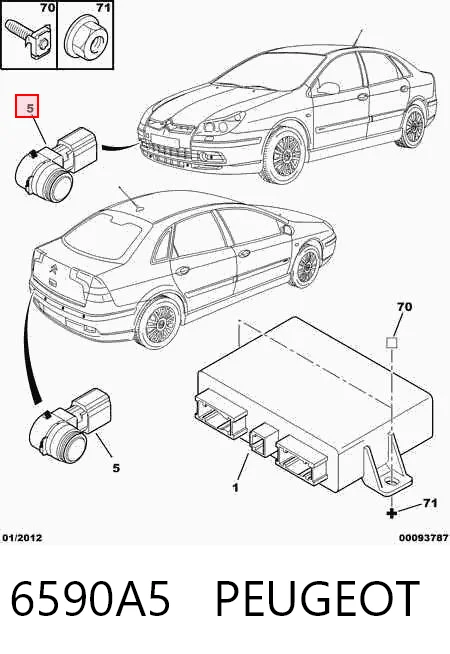 6590A5 Peugeot/Citroen Sensor dianteiro de sinalização de estacionamento (sensor de estacionamento)