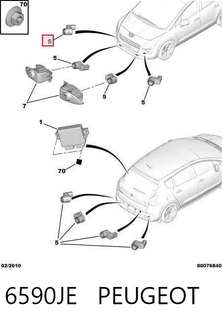6590JE Peugeot/Citroen Sensor traseiro de sinalização de estacionamento (sensor de estacionamento)