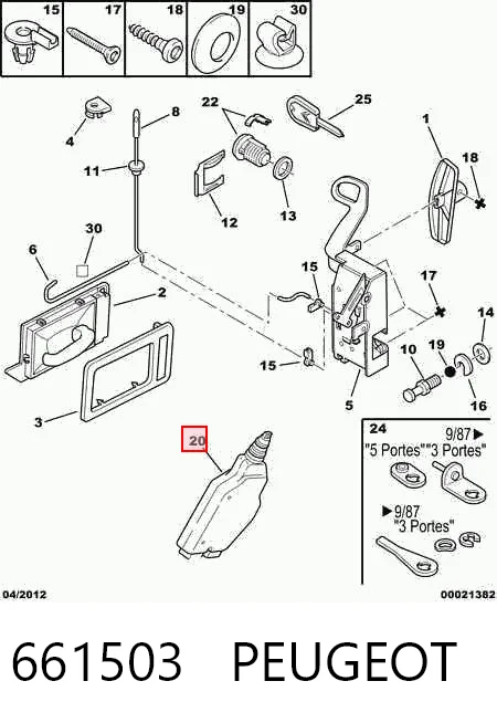 661503 Peugeot/Citroen Motor acionador de abertura/fechamento de porta-malas (de 3ª/5ª porta traseira)