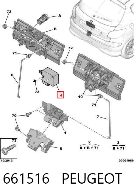 661516 Peugeot/Citroen Motor acionador de abertura/fechamento de porta-malas (de 3ª/5ª porta traseira)