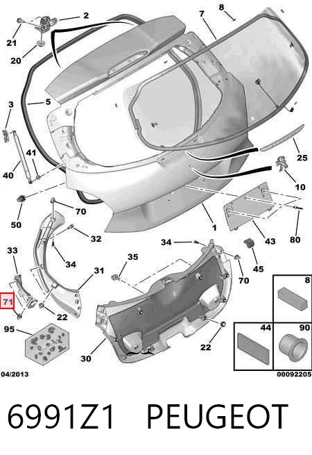 Cápsula (prendedor) de fixação de revestimento de tampa de porta-malas Citroen C4 II B7 ao melhor preço
