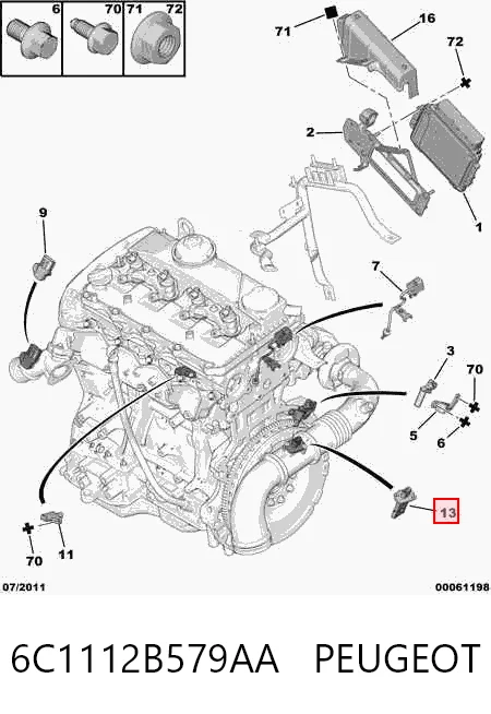 6C1112B579AA Peugeot/Citroen Sensor de fluxo (consumo) de ar, medidor de consumo M.A.F. - (Mass Airflow)