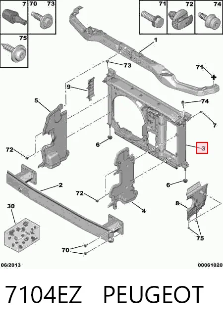 Suporte do radiador montado (painel de montagem de fixação das luzes) para Citroen C4 PICASSO I UD