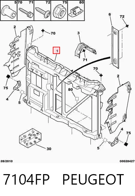  Suporte do radiador montado (painel de montagem de fixação das luzes) Citroen C2 hatchback (JM) (2003 - 2008) 