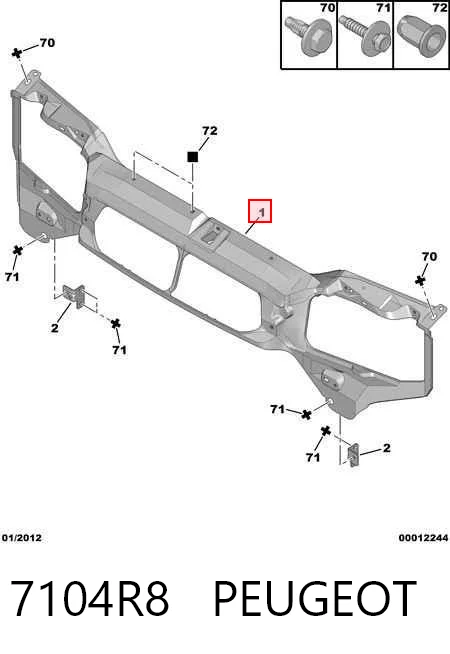  Suporte do radiador montado (painel de montagem de fixação das luzes) Citroen Jumpy II сaixa (2007 - 2016) II