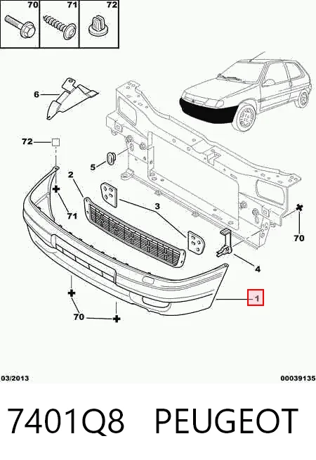 Pára-choque dianteiro para Citroen Saxo S0, S1