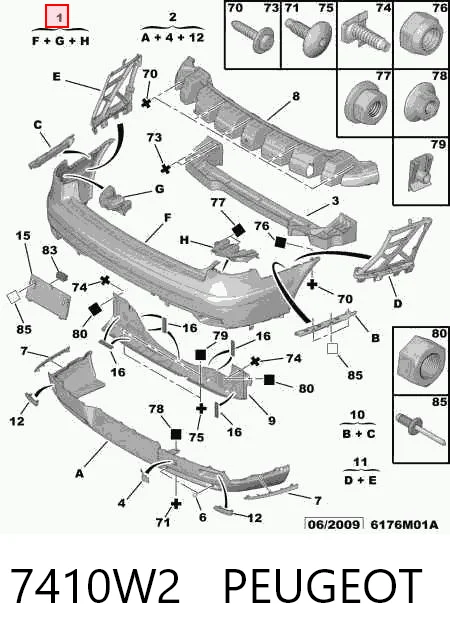 Pára-choque traseiro para Citroen C5 II RC