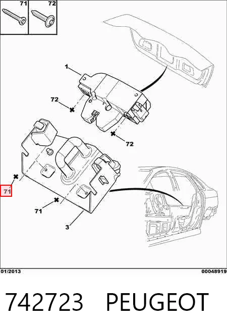 742723 Peugeot/Citroen Rolo direito central da porta lateral (deslizante)