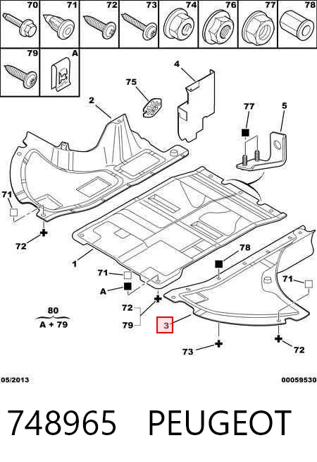 748965 Peugeot/Citroen Proteção de motor esquerdo